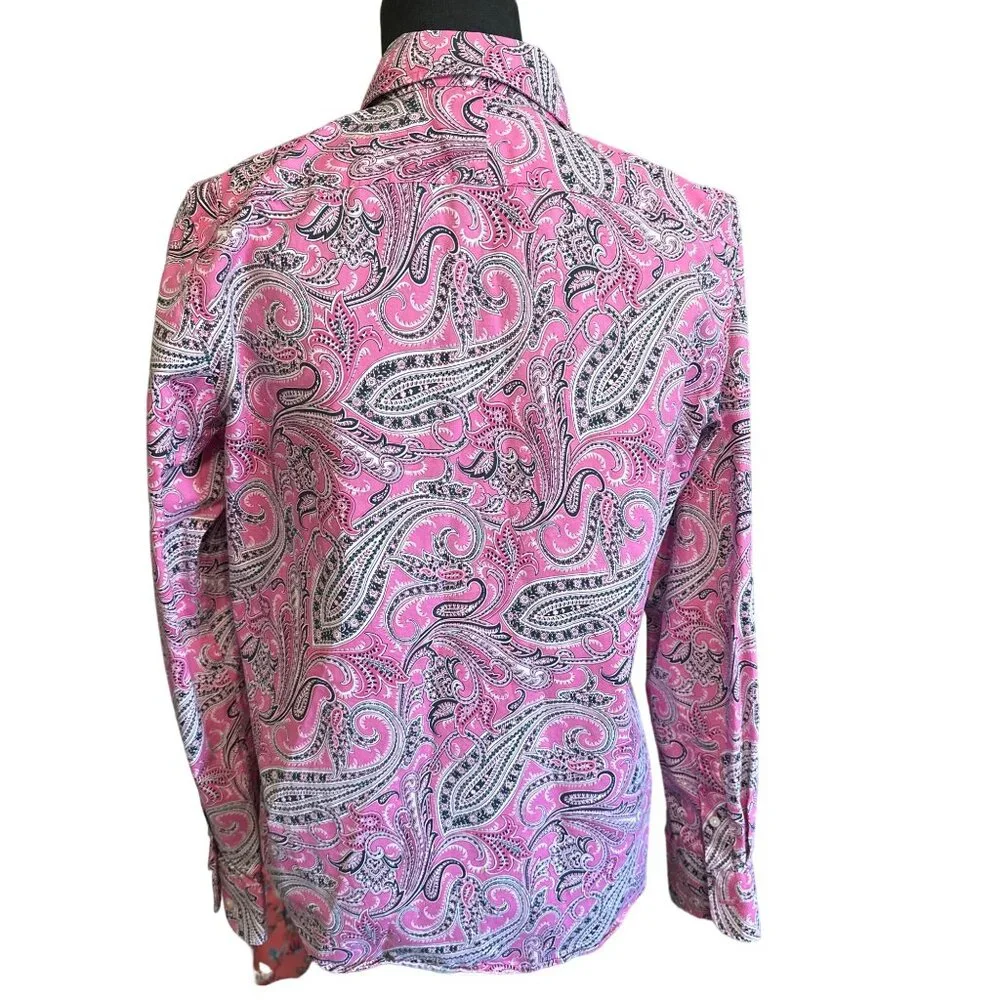 💖Lauren Ralph Lauren Womens Paisley Print Non-Iron Dress Shirt M - Picture 3 of 6